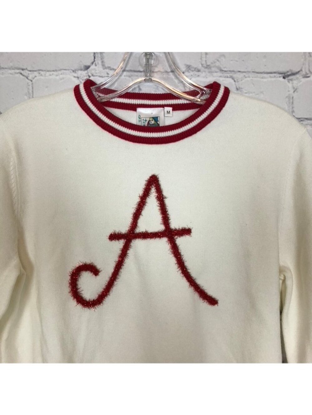 Queen Of Sparkles Alabama Sweater Size M Bama Roll Tide White Crimson - Picture 2 of 7